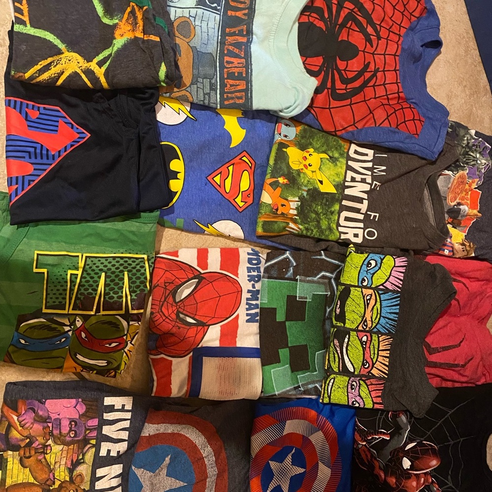 Super hero lots shirts size 5